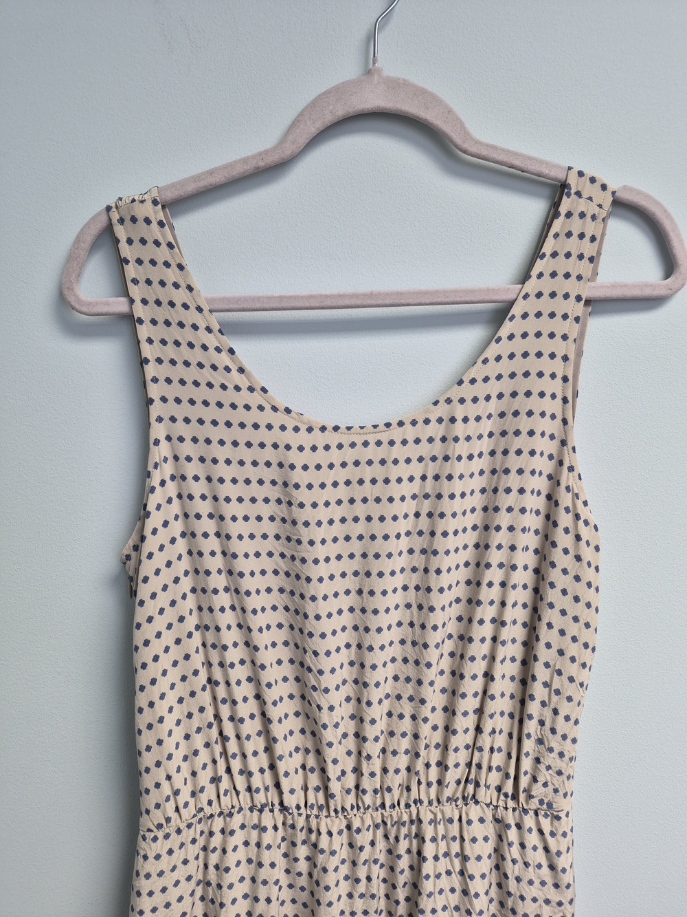 Marc By Marc Jacobs Cream Mini Dress with Navy Dot Print 100% Silk - Picture 3 of 7